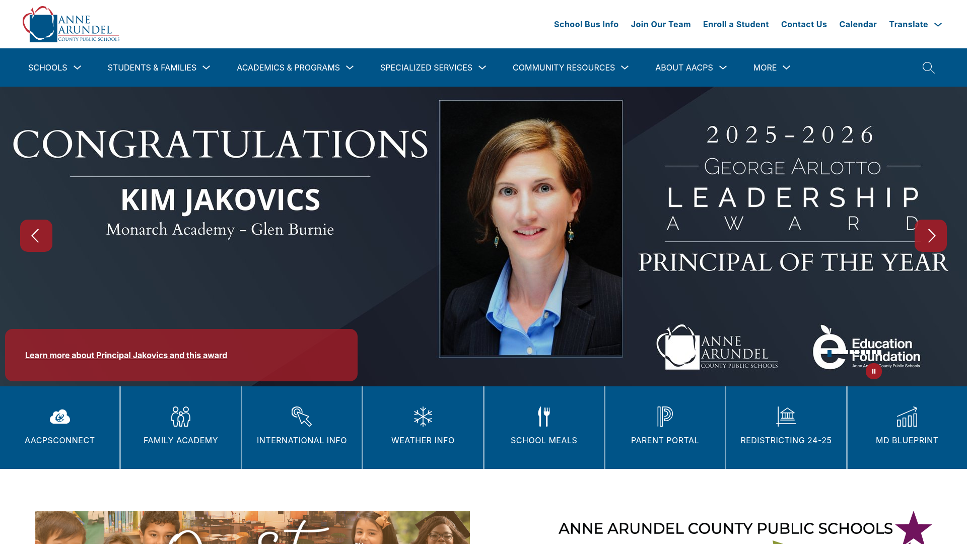 Aacps website screenshot