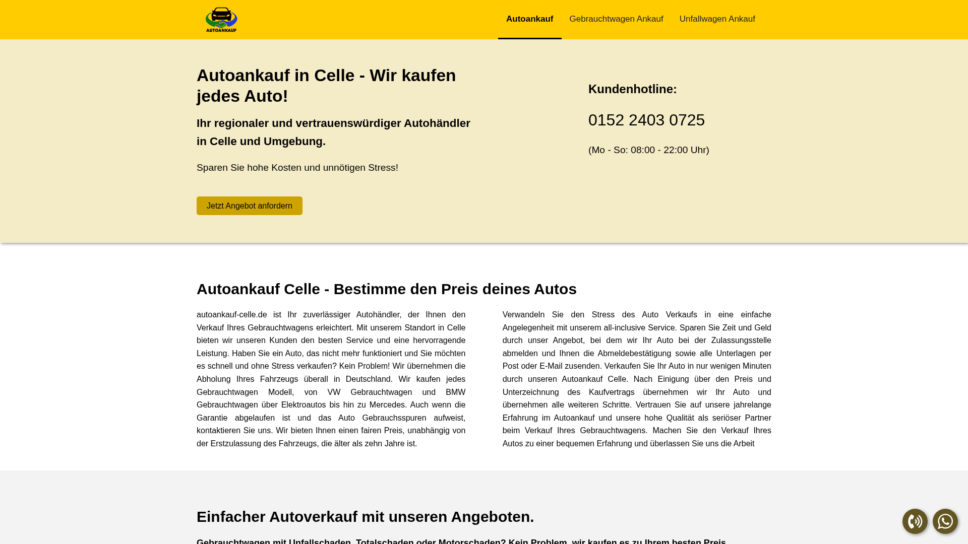 Autoankauf Celle website screenshot