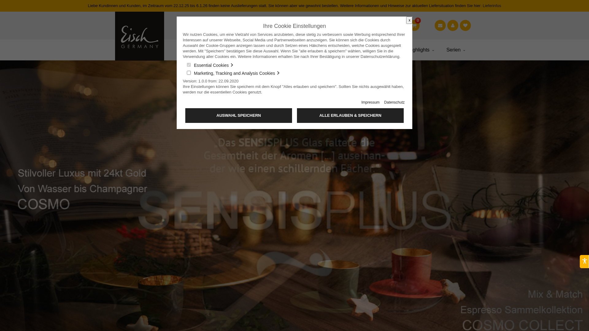 Eisch Glasshop website screenshot